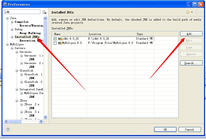 myeclipse怎么添加自己的jdk