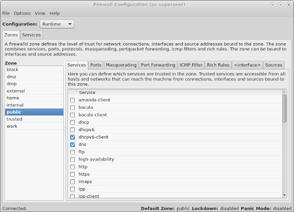 Firewall GUI - Trusted Services