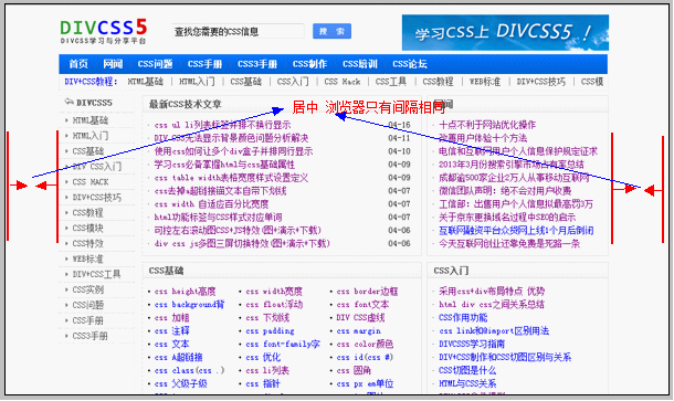 网页布局居中实际运用截图